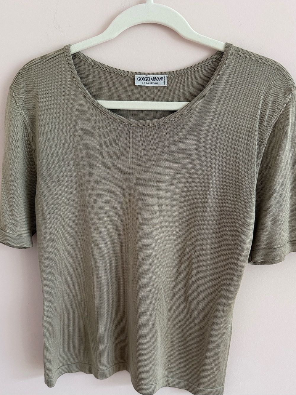 Giorgio Armani Taupe Short Sleeve Silk Top